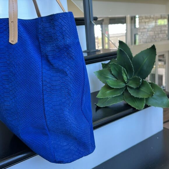 Kelsi Dagger Genuine Leather Royal Blue Tote Bag shoulder purse soft luxurious - Picture 5 of 10